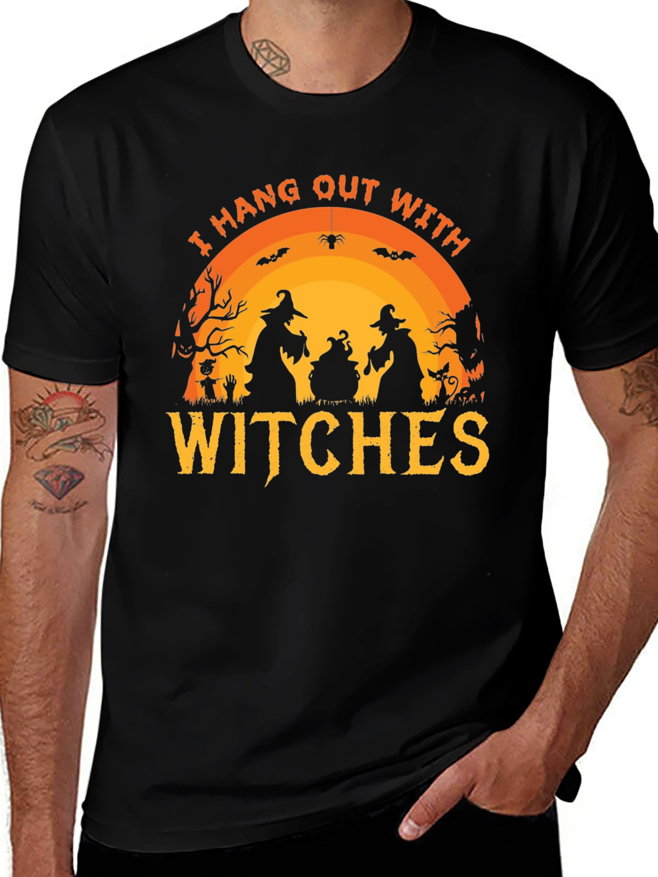 Camiseta Negra Halloween - Yo Salgo Con Brujas