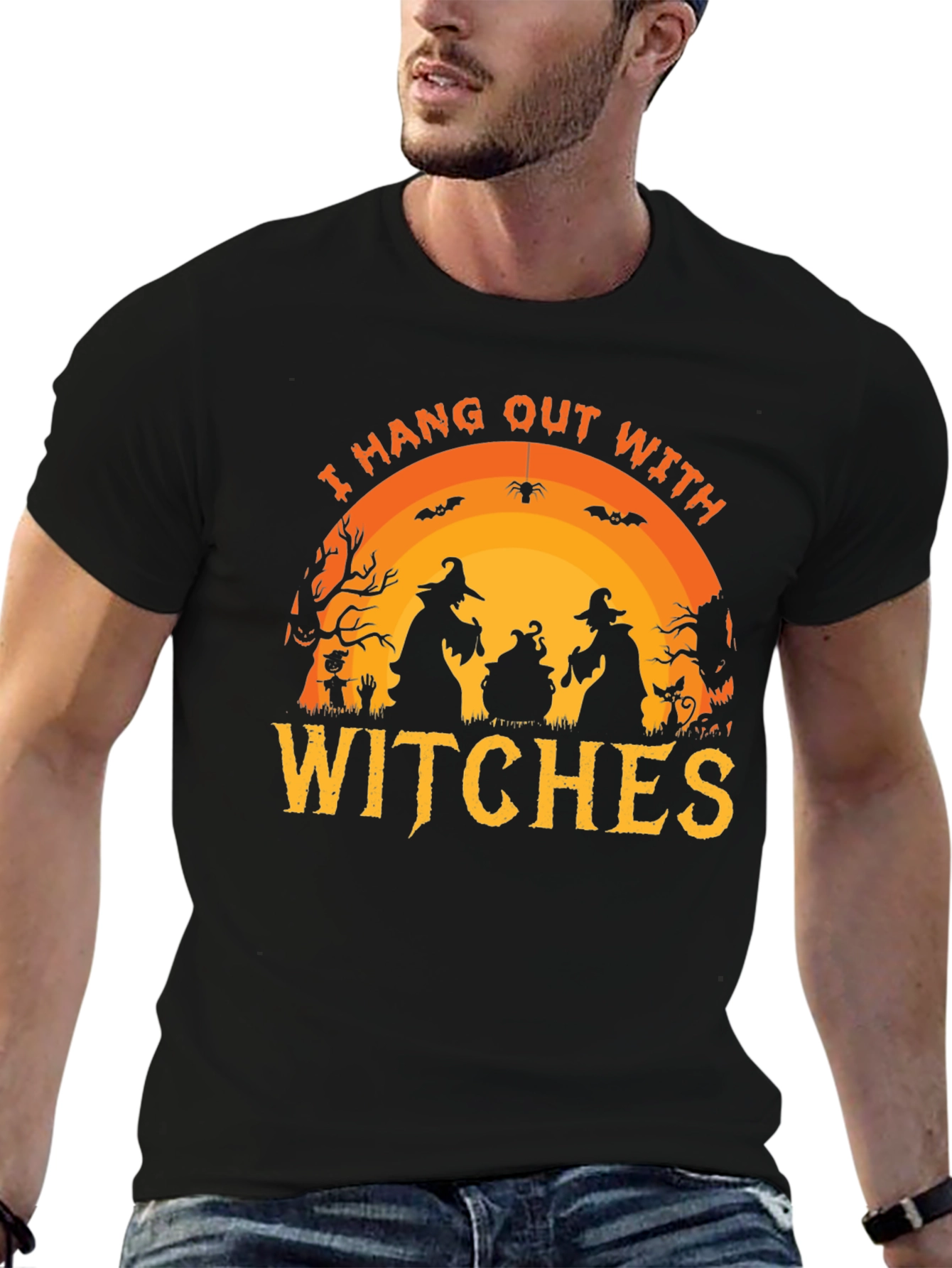 Camiseta Negra Halloween - Yo Salgo Con Brujas