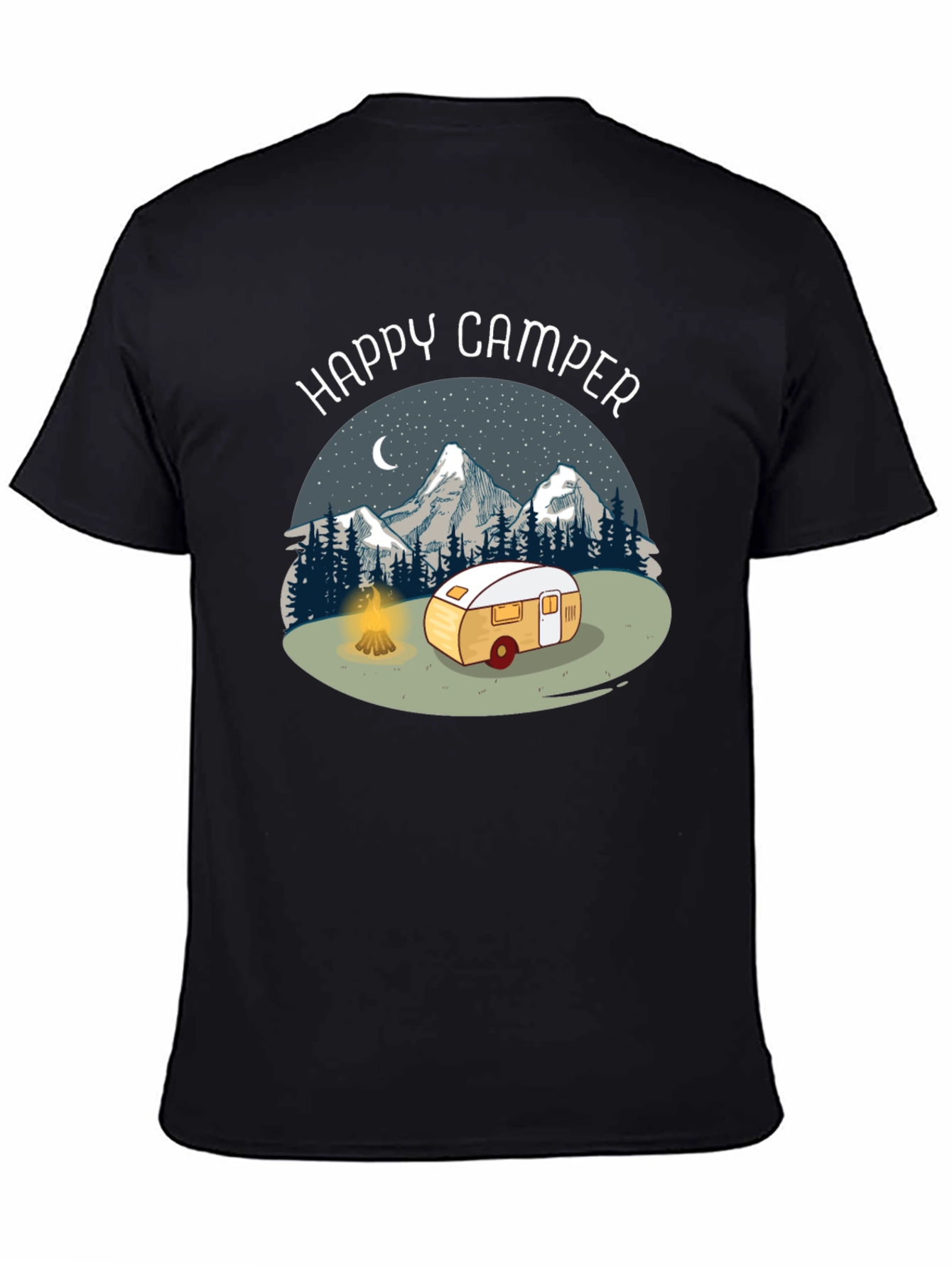 Camiseta Negra Happy Camper para Aventureros
