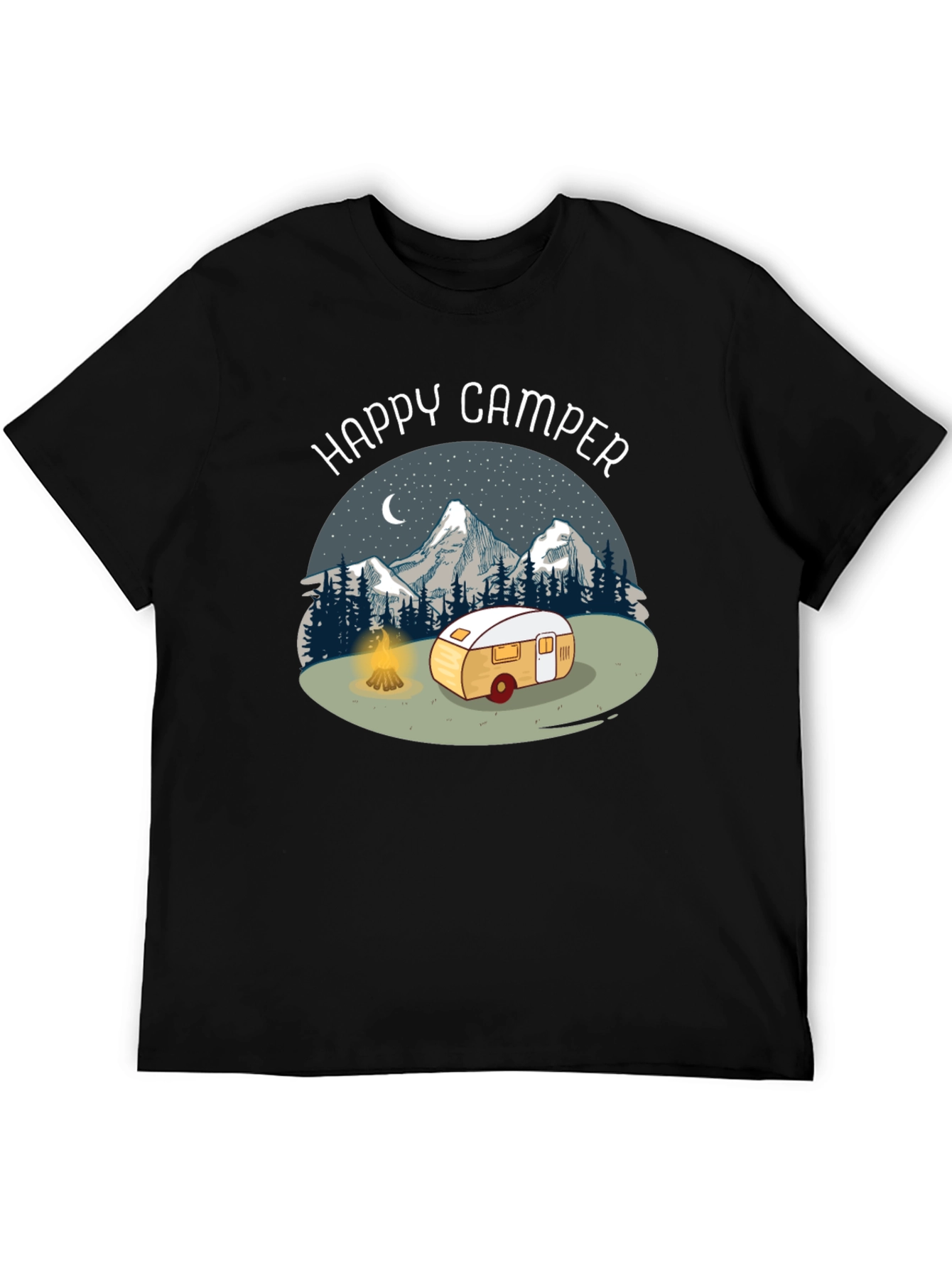 Camiseta Negra Happy Camper para Aventureros