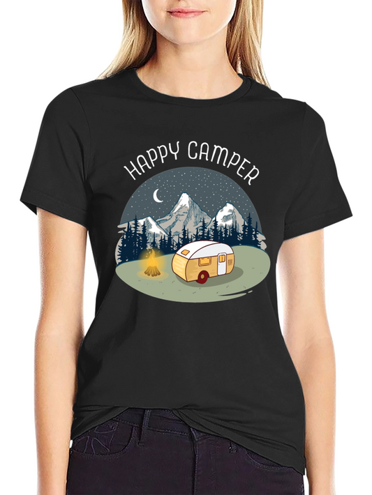 Camiseta Negra Happy Camper para Aventureros