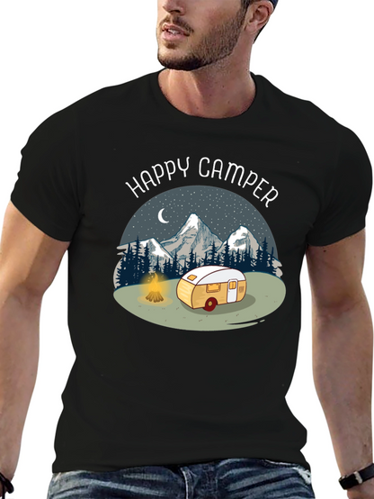 Camiseta Negra Happy Camper para Aventureros