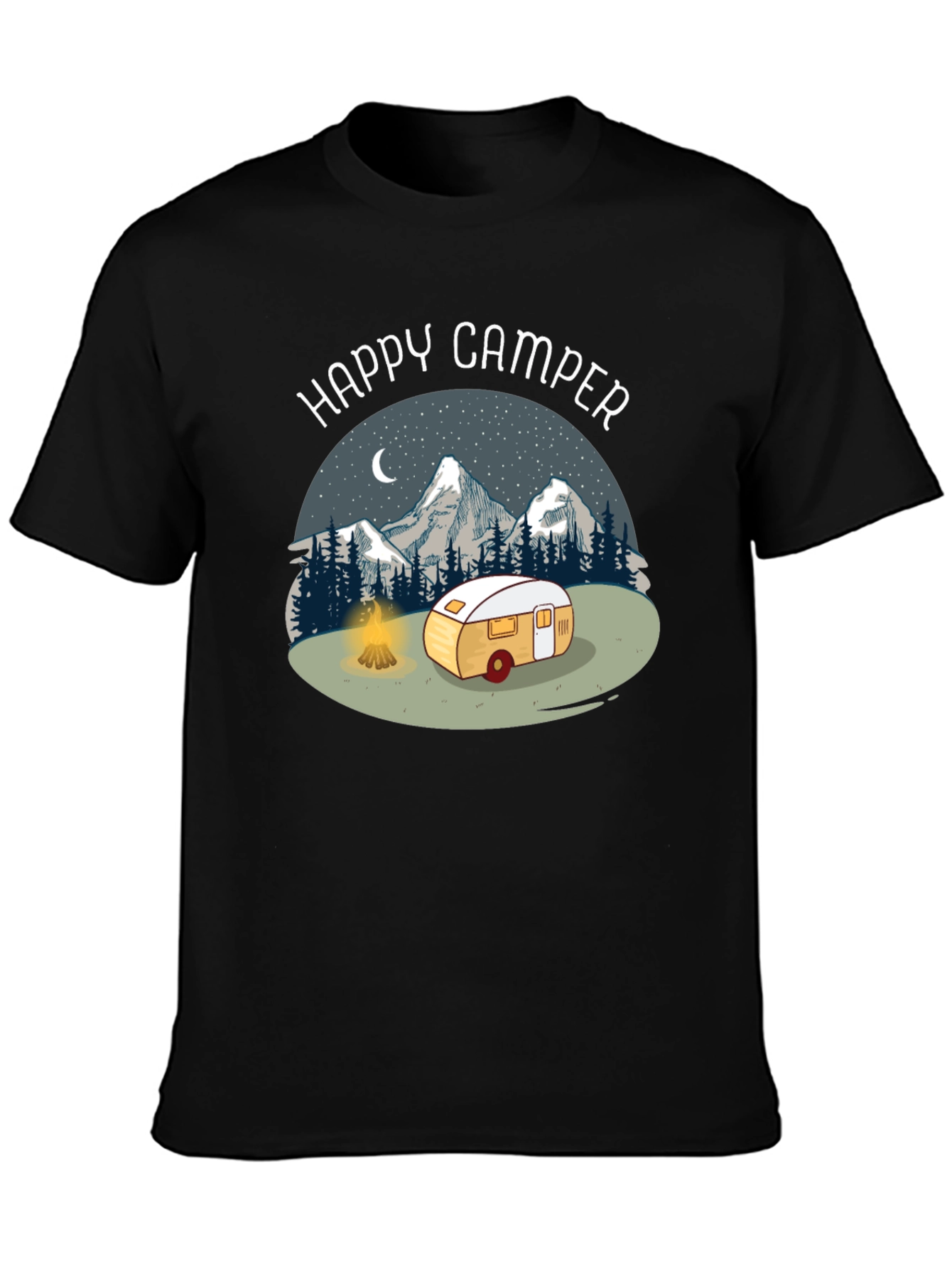 Camiseta Negra Happy Camper para Aventureros