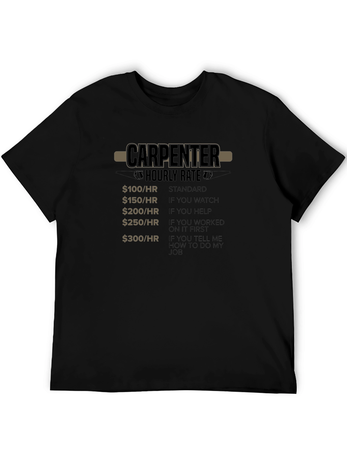 Camiseta Carpintero Tasa Horaria Humor Negro Algodón