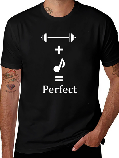 Camiseta Negra Perfecto: Pesas + Música