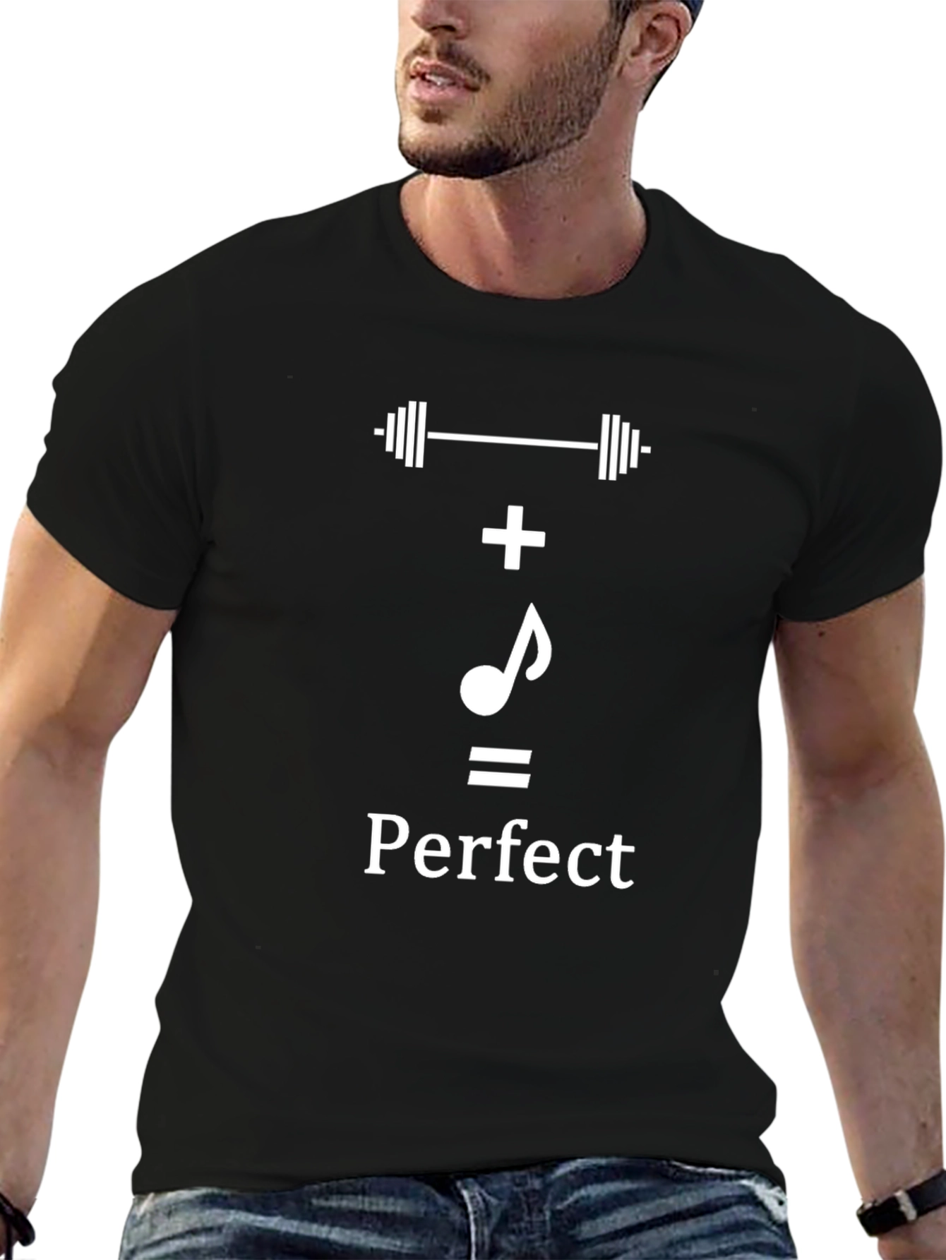 Camiseta Negra Perfecto: Pesas + Música