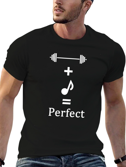 Camiseta Negra Perfecto: Pesas + Música