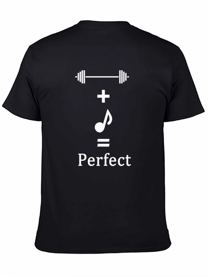 Camiseta Negra Perfecto: Pesas + Música