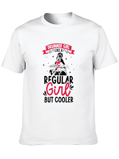 Camiseta Negra con Diseño de Baterista para Mujer