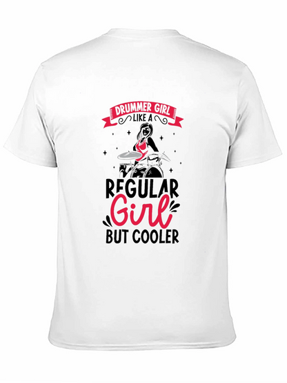 Camiseta Negra con Diseño de Baterista para Mujer