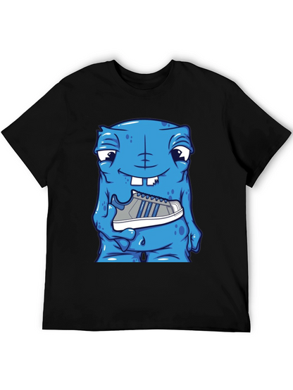 Camiseta Hombre: Monstruo Azul con Zapatilla