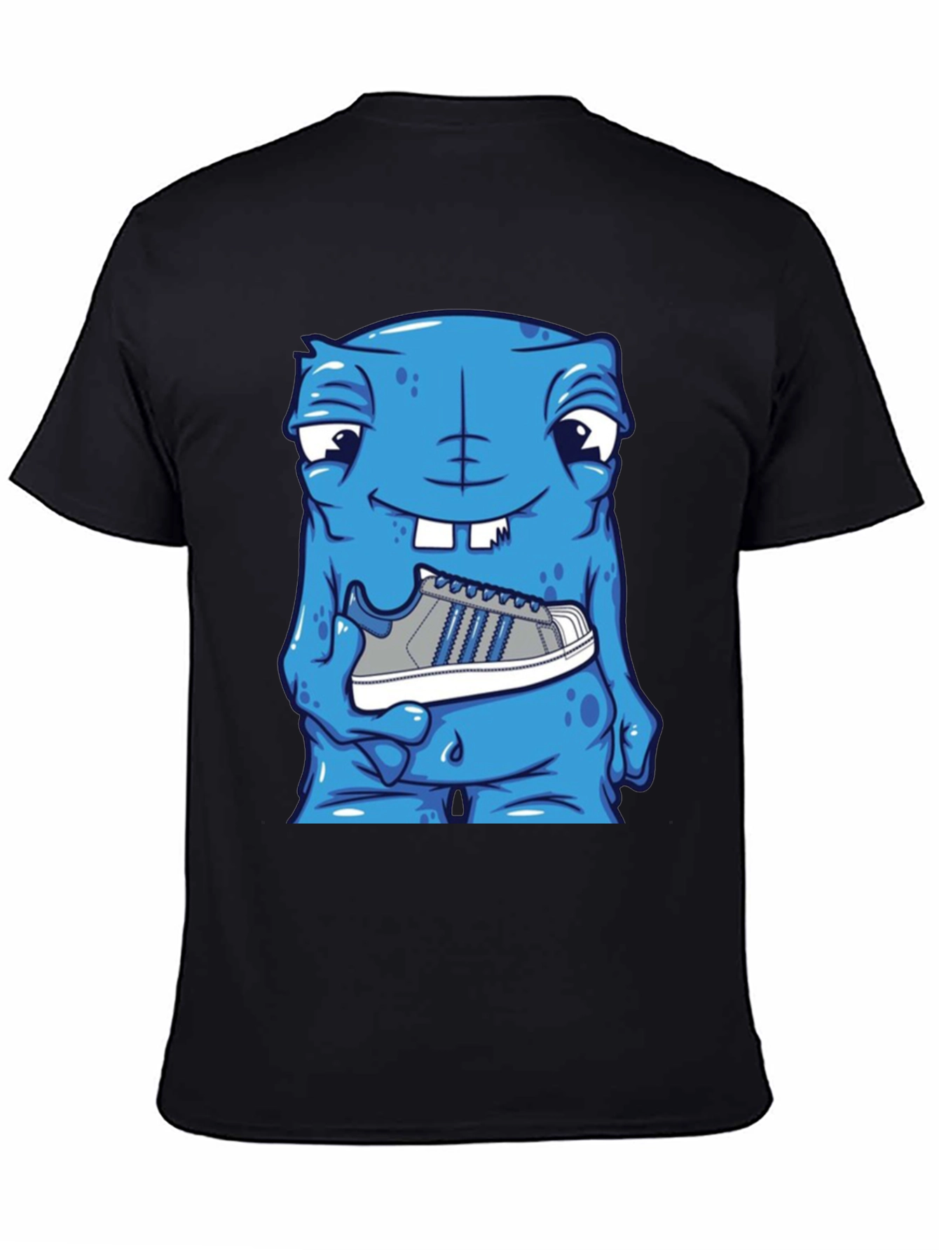 Camiseta Hombre: Monstruo Azul con Zapatilla