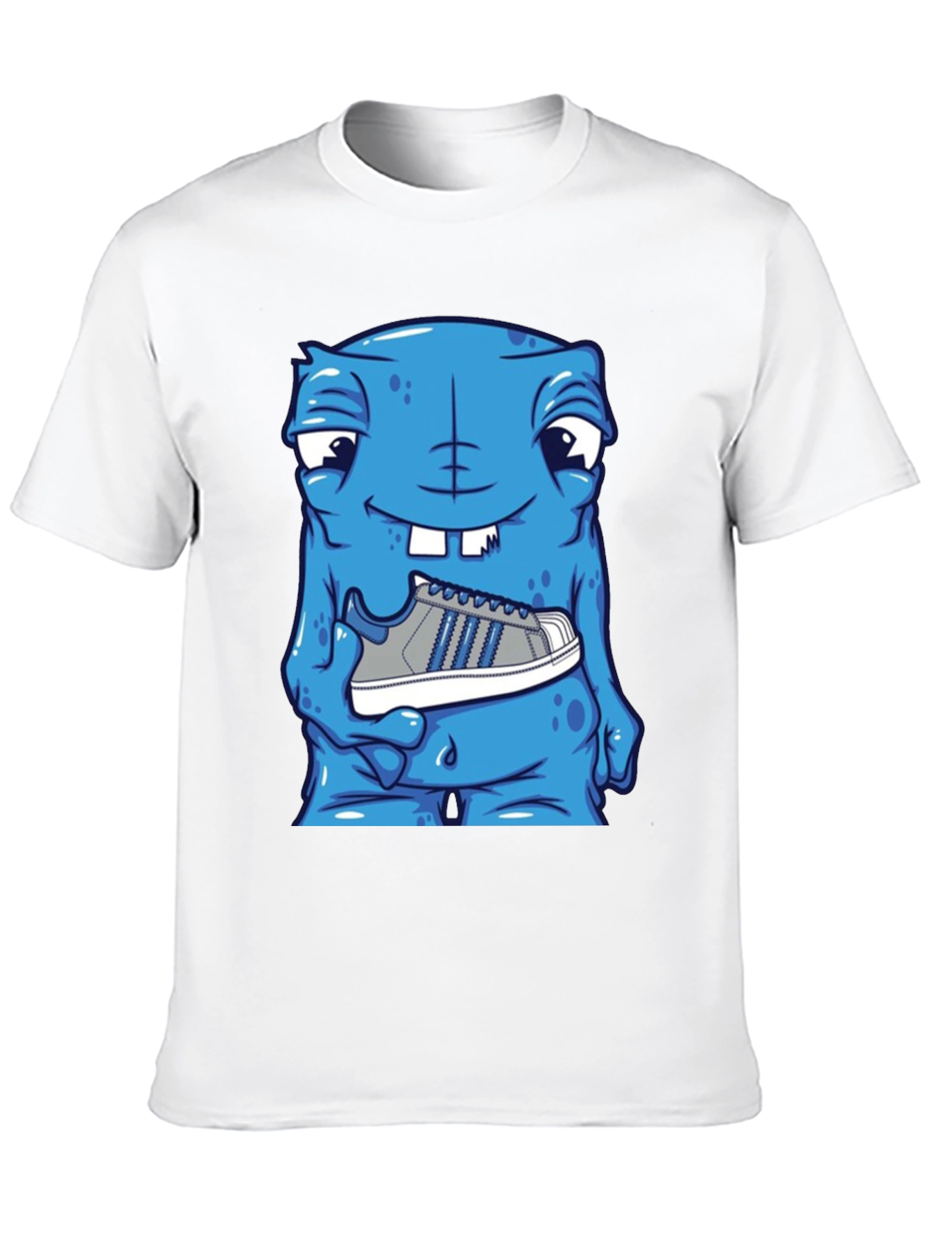Camiseta Hombre: Monstruo Azul con Zapatilla