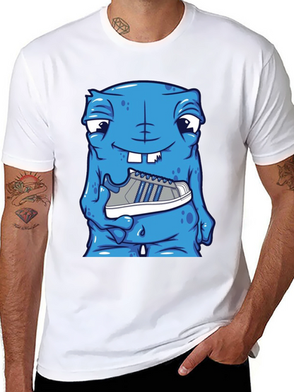 Camiseta Hombre: Monstruo Azul con Zapatilla