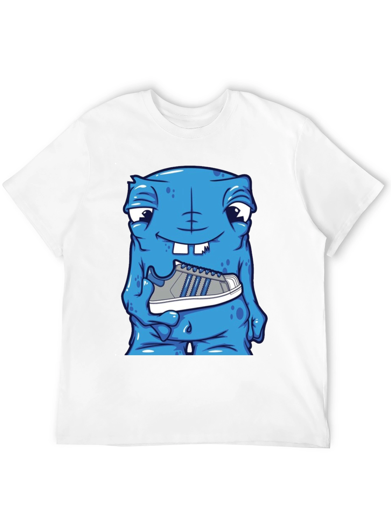 Camiseta Hombre: Monstruo Azul con Zapatilla