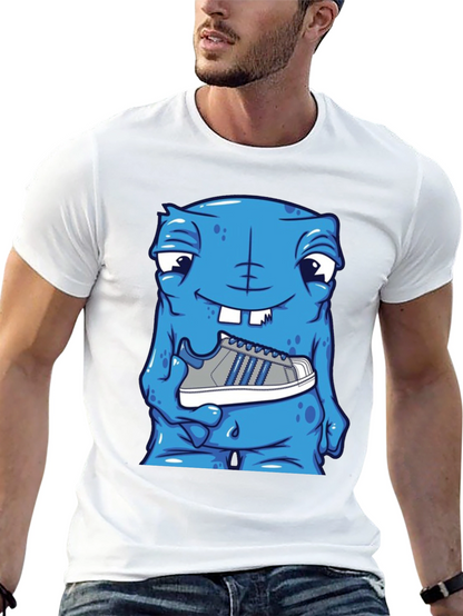 Camiseta Hombre: Monstruo Azul con Zapatilla