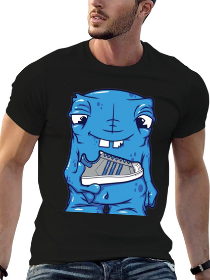 Camiseta Hombre: Monstruo Azul con Zapatilla
