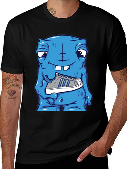Camiseta Hombre: Monstruo Azul con Zapatilla