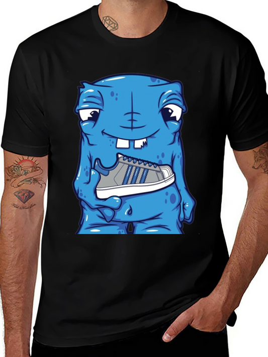 Camiseta Hombre: Monstruo Azul con Zapatilla