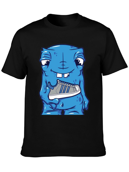 Camiseta Hombre: Monstruo Azul con Zapatilla