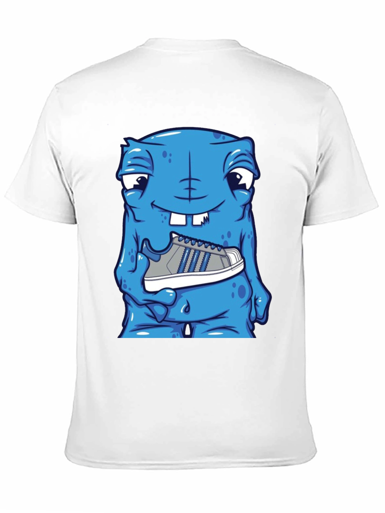 Camiseta Hombre: Monstruo Azul con Zapatilla