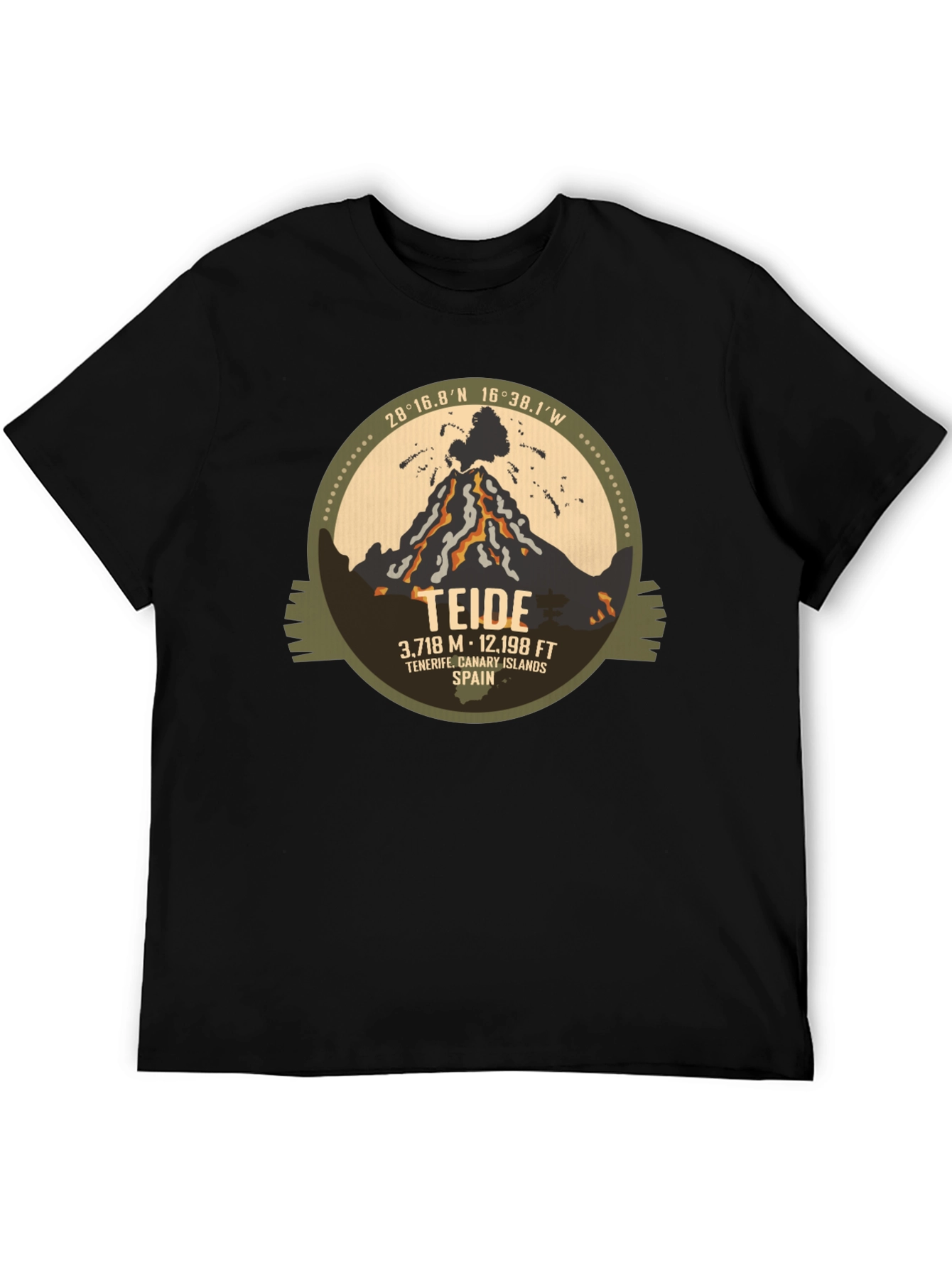 Camiseta Negra Teide - Tenerife Islas Canarias España