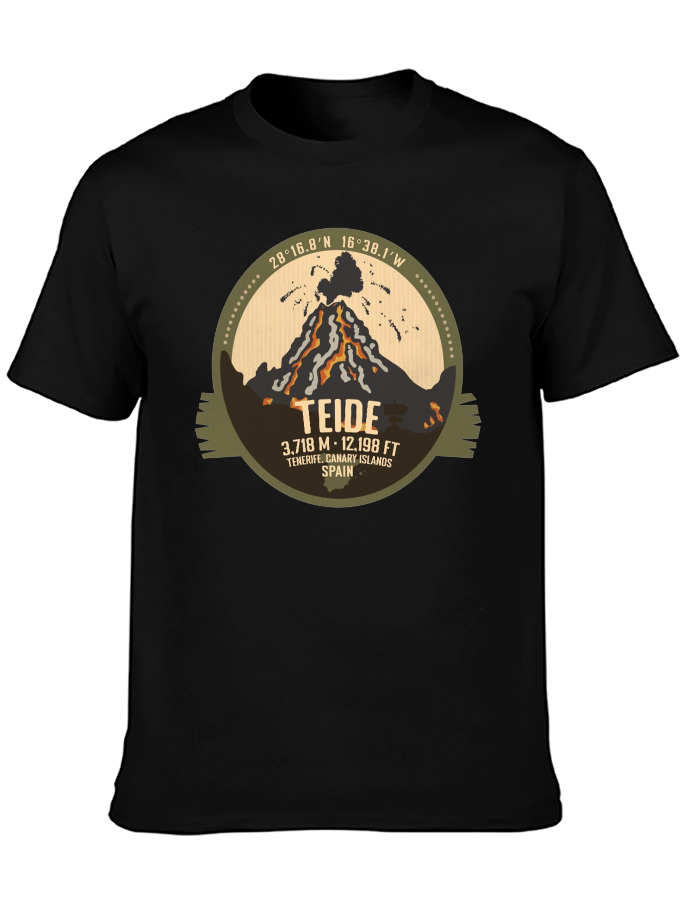 Camiseta Negra Teide - Tenerife Islas Canarias España