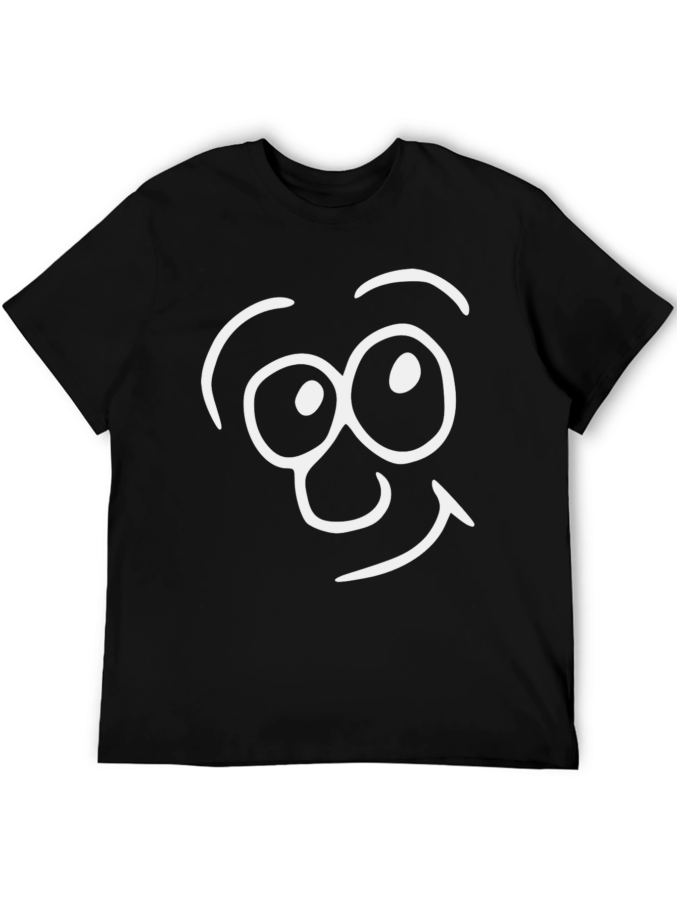 Camiseta Negra con Dibujo de Cara Sonriente