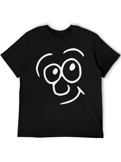 Camiseta Negra con Dibujo de Cara Sonriente