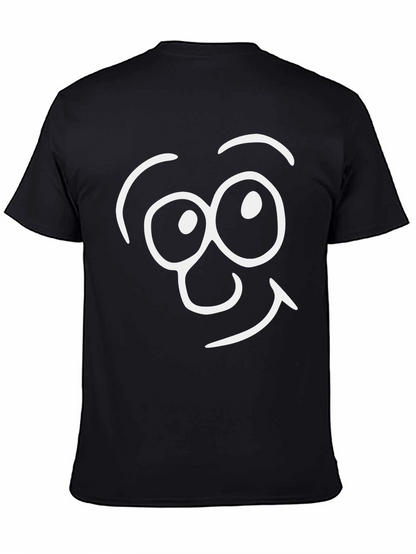 Camiseta Negra con Dibujo de Cara Sonriente