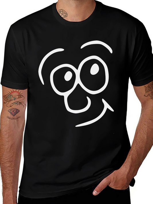 Camiseta Negra con Dibujo de Cara Sonriente