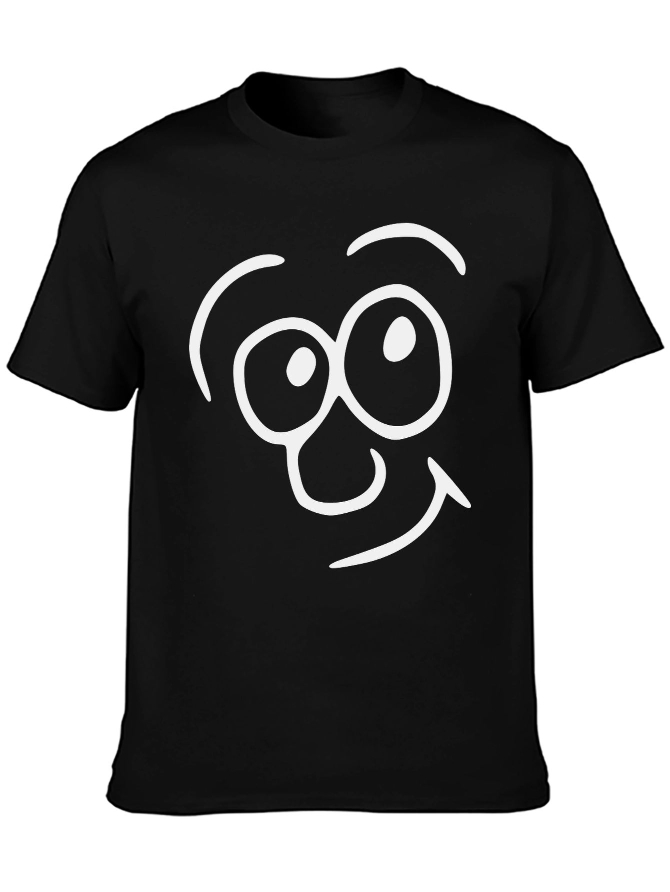 Camiseta Negra con Dibujo de Cara Sonriente