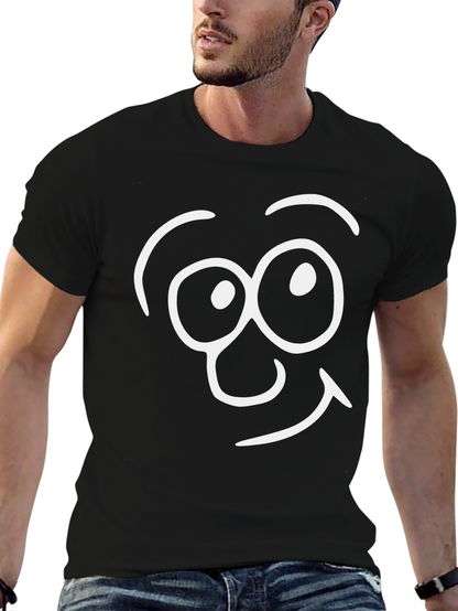 Camiseta Negra con Dibujo de Cara Sonriente