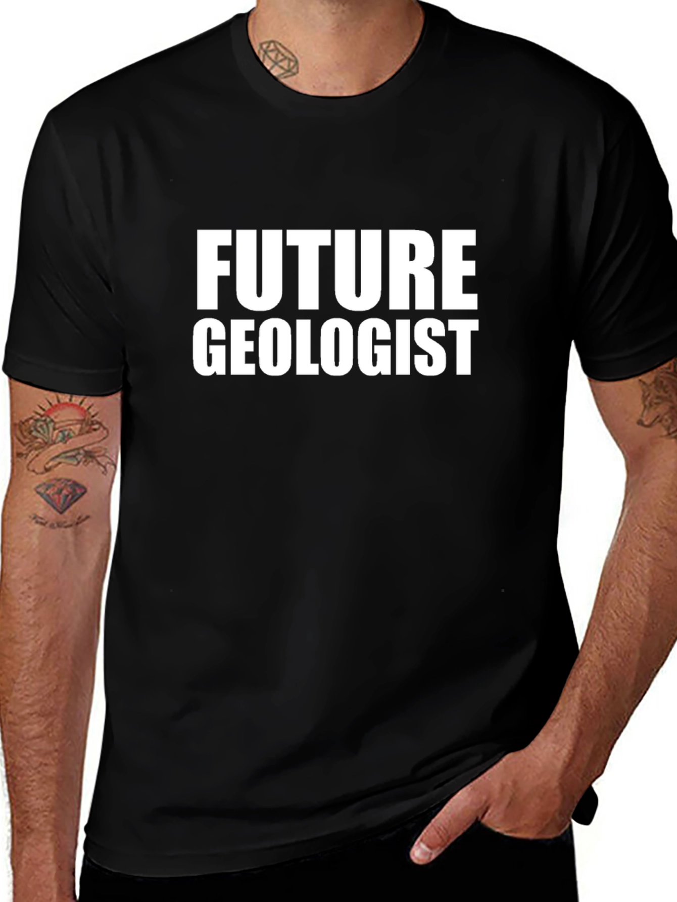 Camiseta Negra Futuro Geólogo para Hombre