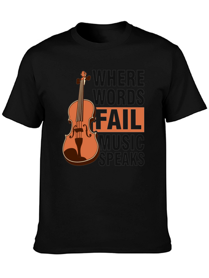 Camiseta Negra con Diseño de Violín y Frase Musical
