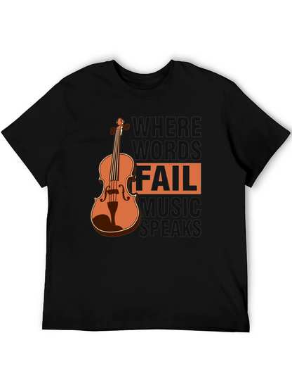 Camiseta Negra con Diseño de Violín y Frase Musical
