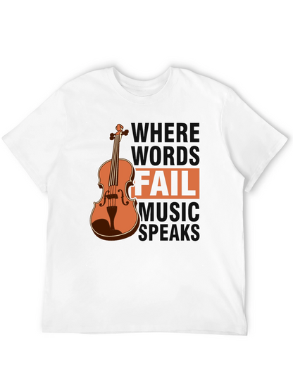 Camiseta Negra con Diseño de Violín y Frase Musical
