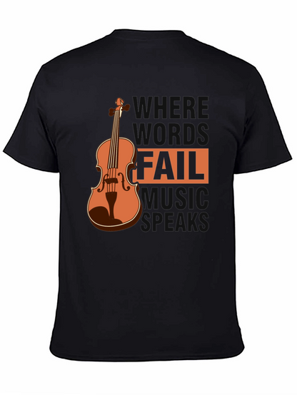 Camiseta Negra con Diseño de Violín y Frase Musical