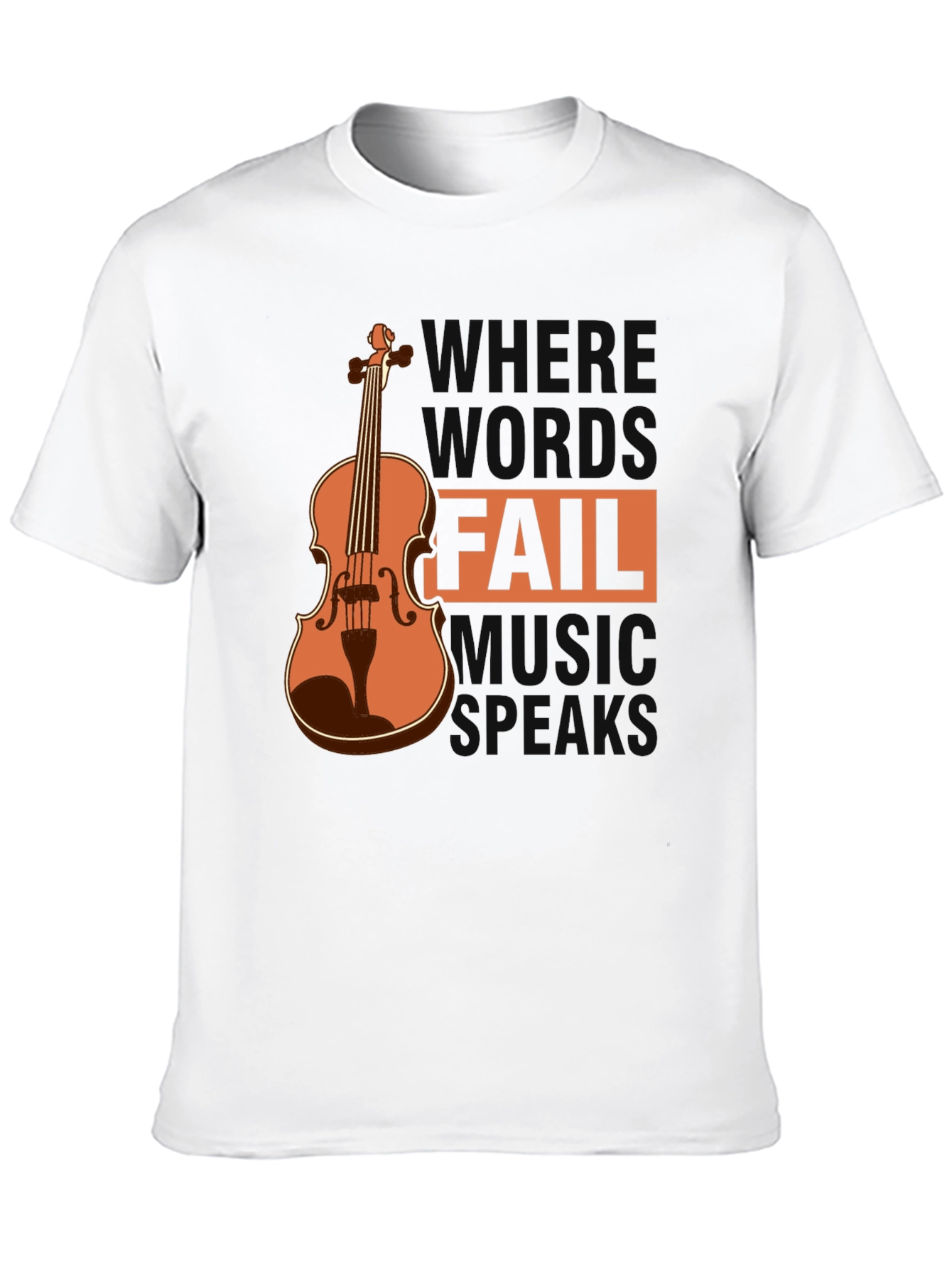 Camiseta Negra con Diseño de Violín y Frase Musical