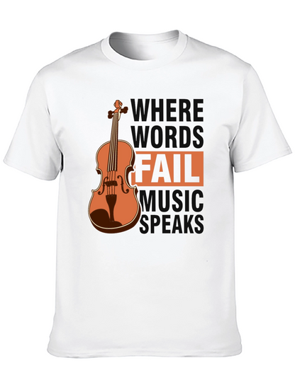 Camiseta Negra con Diseño de Violín y Frase Musical