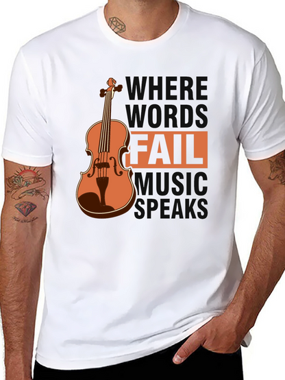 Camiseta Negra con Diseño de Violín y Frase Musical