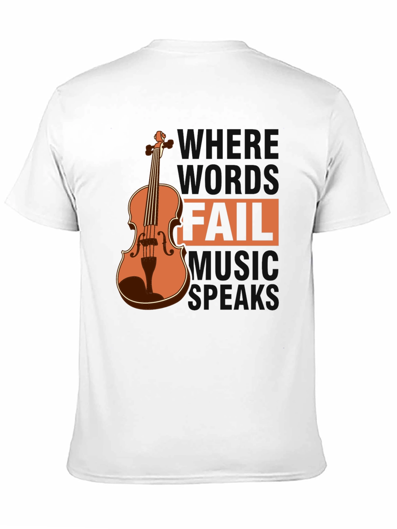 Camiseta Negra con Diseño de Violín y Frase Musical