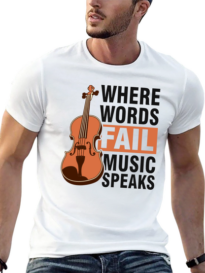 Camiseta Negra con Diseño de Violín y Frase Musical