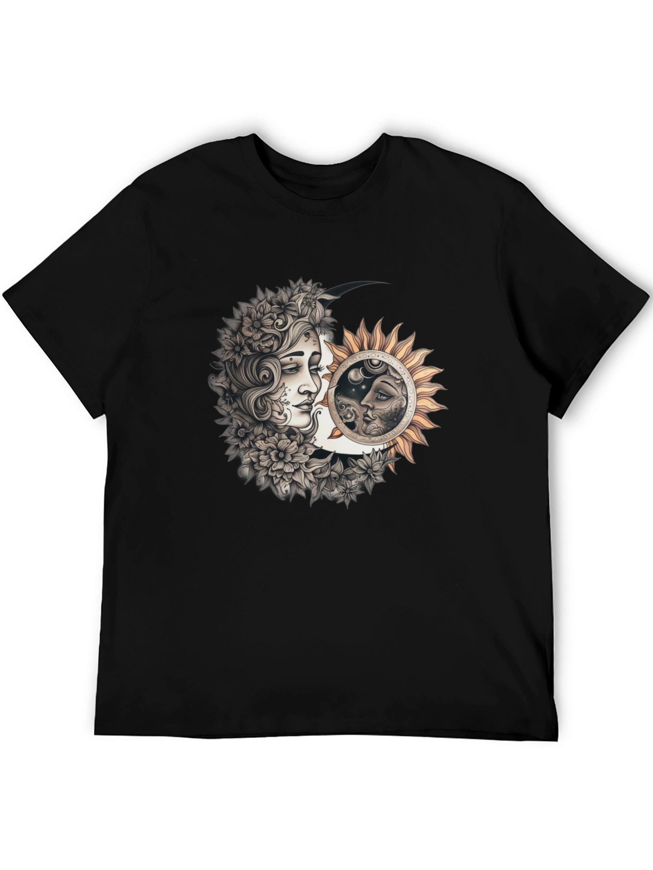 Camiseta Hombre Diseño Sol y Luna Místico