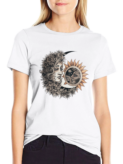 Camiseta Hombre Diseño Sol y Luna Místico