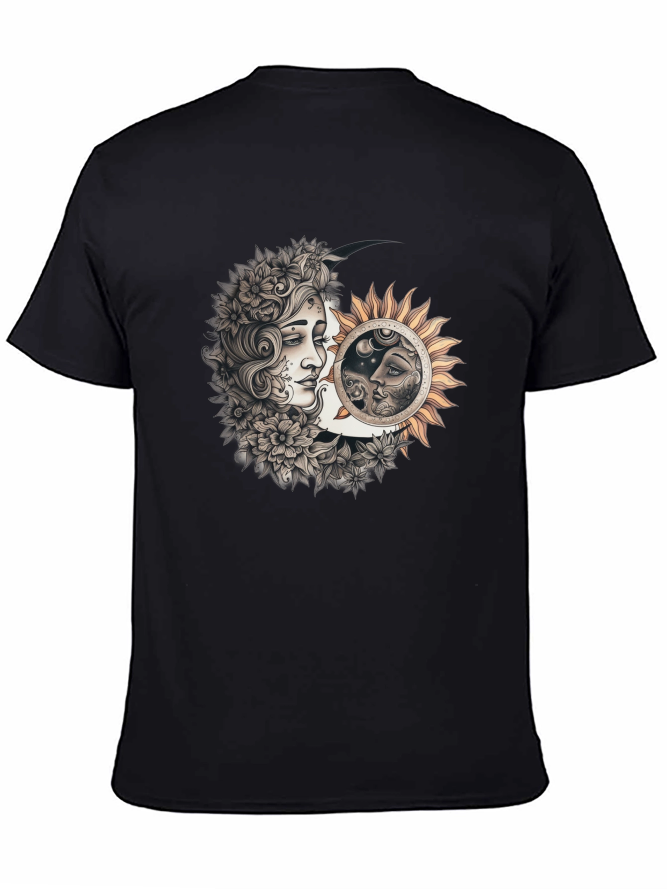 Camiseta Hombre Diseño Sol y Luna Místico