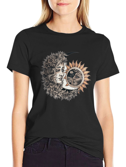 Camiseta Hombre Diseño Sol y Luna Místico