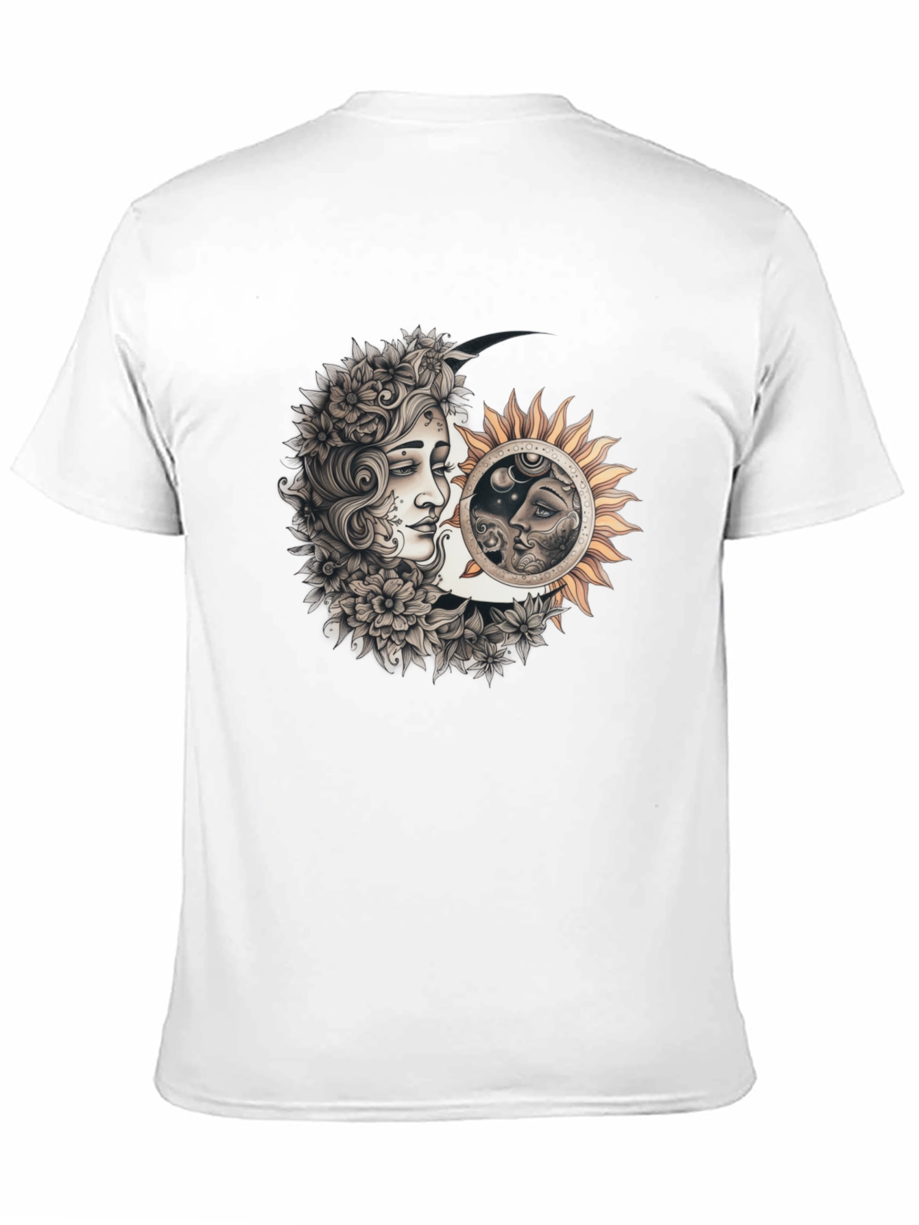 Camiseta Hombre Diseño Sol y Luna Místico
