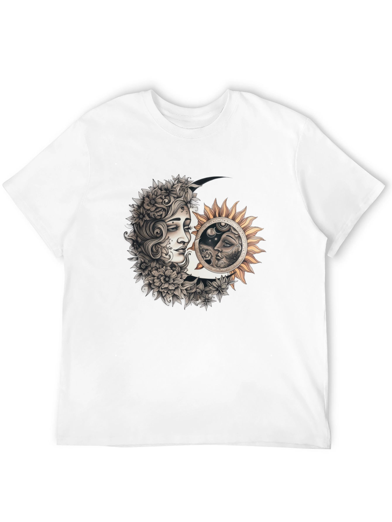 Camiseta Hombre Diseño Sol y Luna Místico