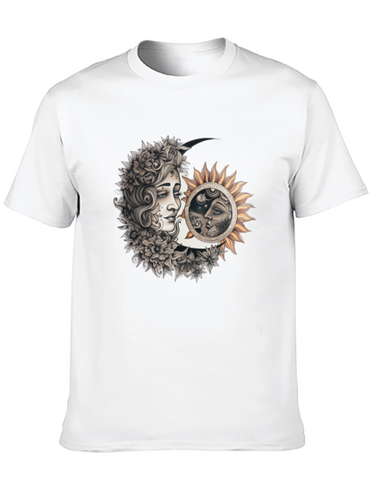 Camiseta Hombre Diseño Sol y Luna Místico